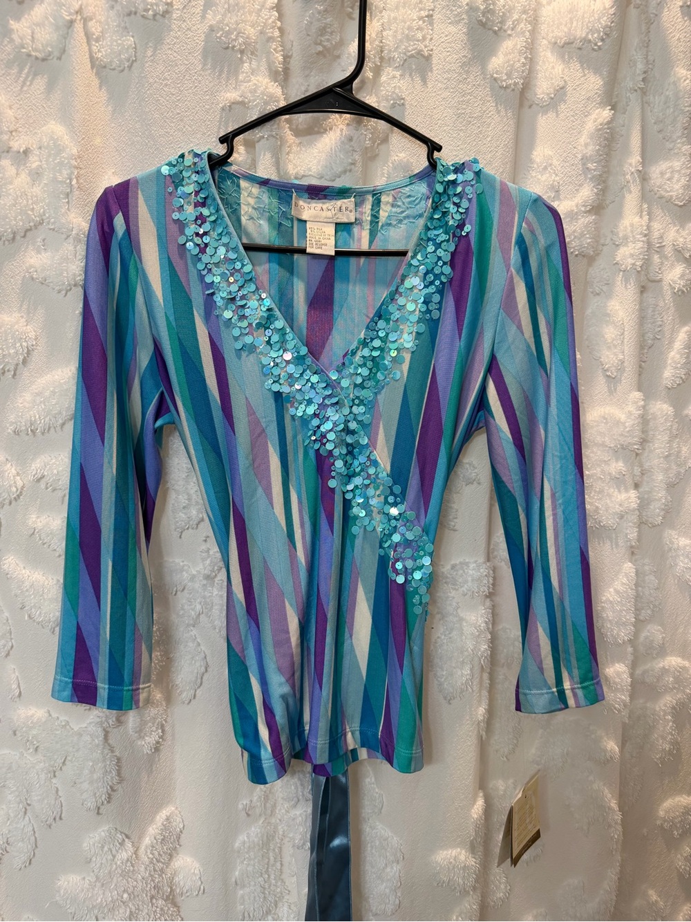 Y2K Doncaster silk “pucci” cross over blouse